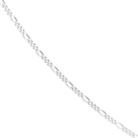 Olas d'Oro - 14K White Gold Adjustable Child's Figaro Chain Necklace - 13-15" Length, 1.28mm Width