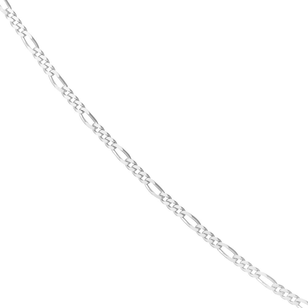Olas d'Oro - 14K White Gold Adjustable Child's Figaro Chain Necklace - 13-15" Length, 1.28mm Width