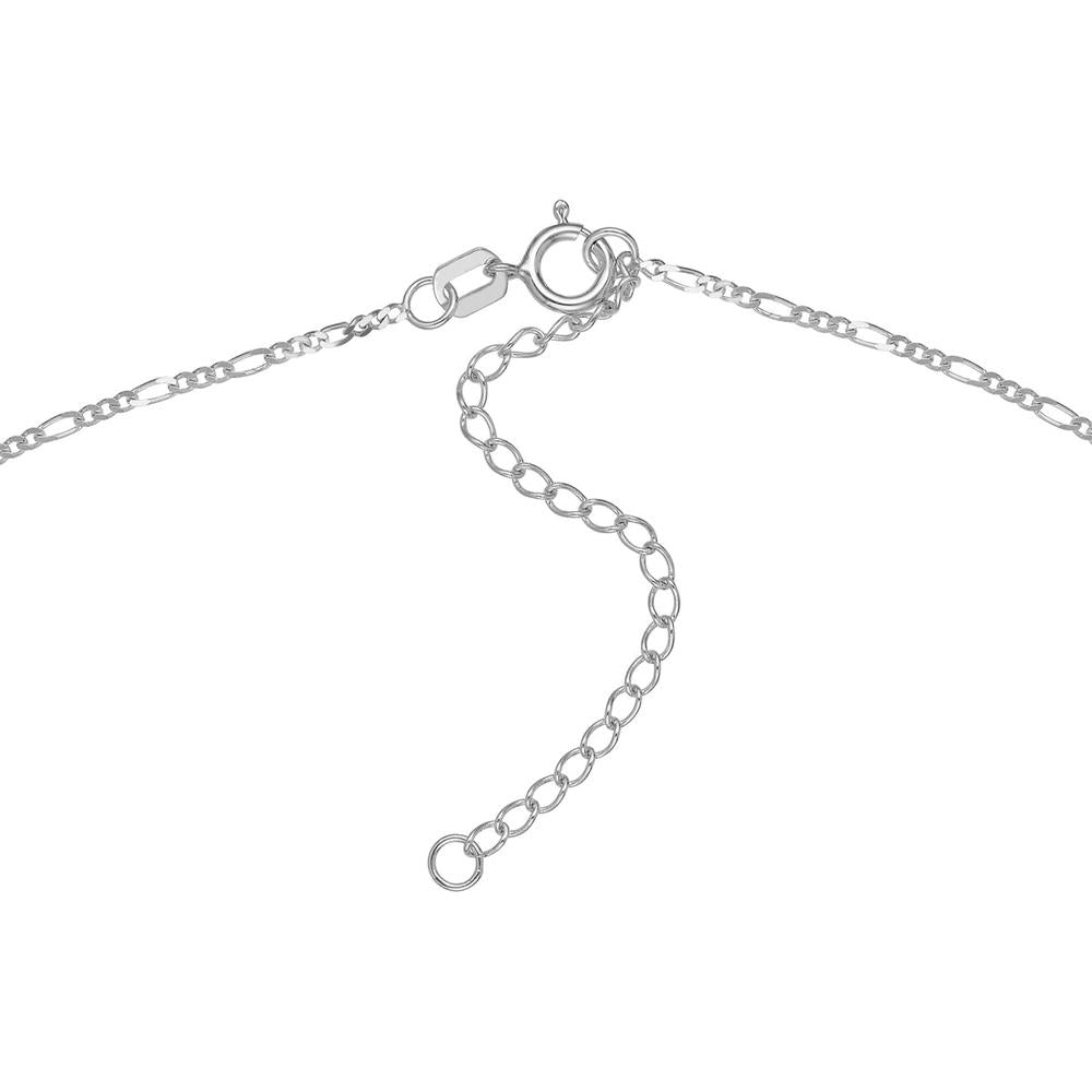 Olas d'Oro - 14K White Gold Adjustable Child's Figaro Chain Necklace - 13-15" Length, 1.28mm Width