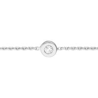 Olas d'Oro - 14K White Gold Adjustable Choker with Bezel Set 3-Point Diamond - 0.03 Carat Total Diamond Weight.
