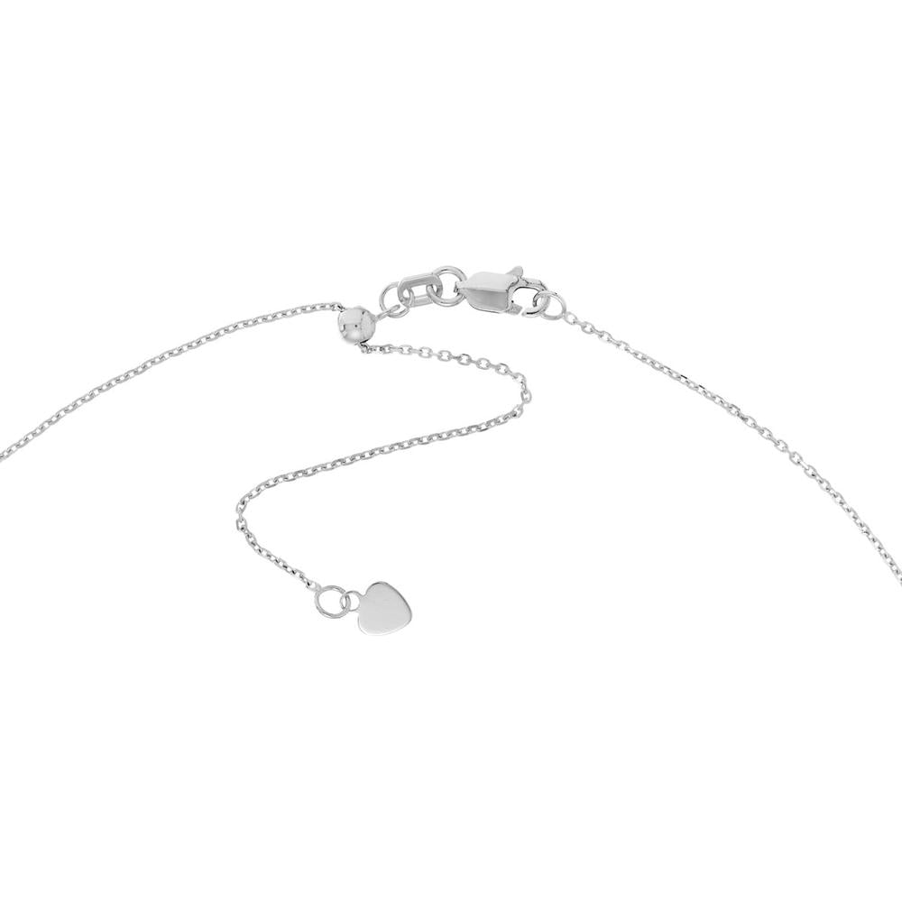 Olas d'Oro - 14K White Gold Adjustable Choker with Bezel Set 3-Point Diamond - 0.03 Carat Total Diamond Weight.