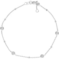 Olas d'Oro - 14K White Gold Adjustable Diamond Bezel Bracelet - 0.12 Carat Total Diamond Weight
