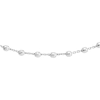 Olas d'Oro - 14K White Gold Adjustable Diamond-Cut Bead Station Choker Chain 3.66 Grams Total Weight