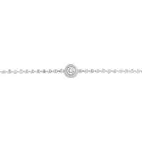 Olas d'Oro - 14K White Gold Adjustable Diamond Cut Beaded Chain Bracelet with 0.03 Carat Total Diamond Weight