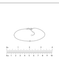 Olas d'Oro - 14K White Gold Adjustable Diamond Cut Beaded Chain Bracelet with 0.03 Carat Total Diamond Weight