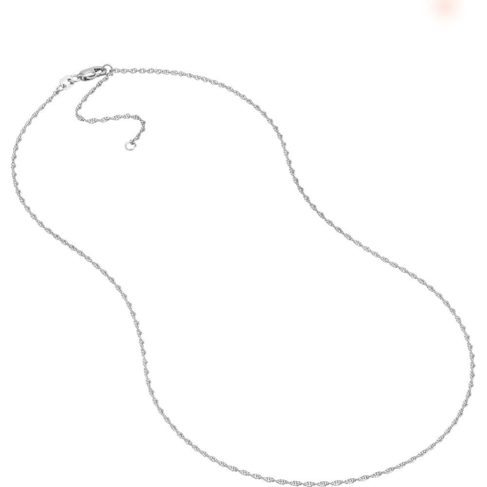 Olas d'Oro - 14K White Gold Adjustable Double Rope Chain Necklace 18"