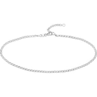 Olas d'Oro - 14K White Gold Adjustable Flat Mariner Chain Anklet - 9-10 inches Length