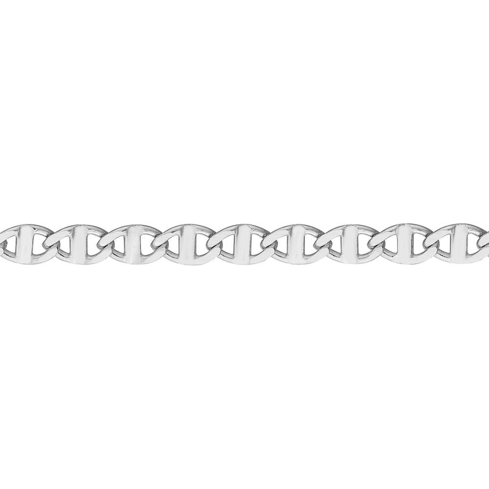 Olas d'Oro - 14K White Gold Adjustable Flat Mariner Chain Anklet - 9-10 inches Length