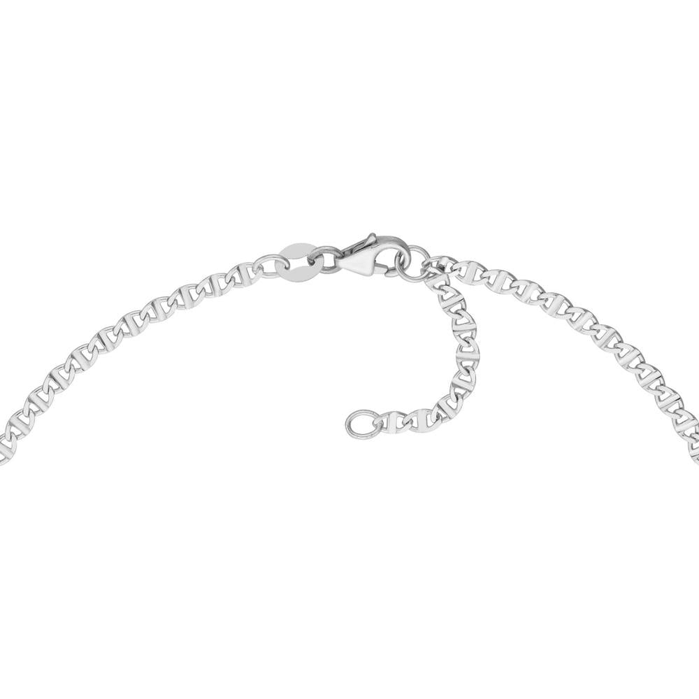 Olas d'Oro - 14K White Gold Adjustable Flat Mariner Chain Anklet - 9-10 inches Length