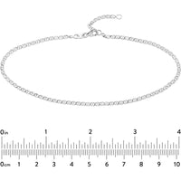Olas d'Oro - 14K White Gold Adjustable Flat Mariner Chain Anklet - 9-10 inches Length