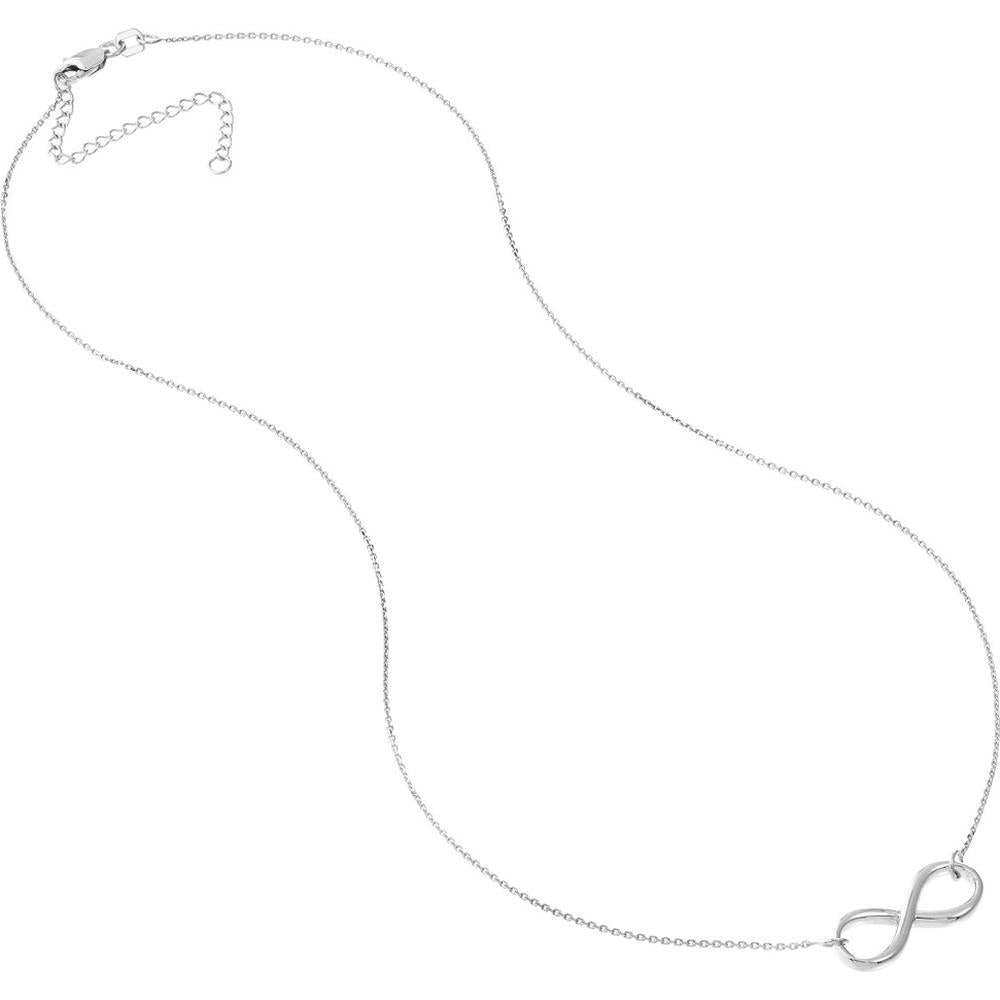 Olas d'Oro - 14K White Gold Adjustable Infinity Necklace - Minimalist Pendant Symbol of Endless Love
