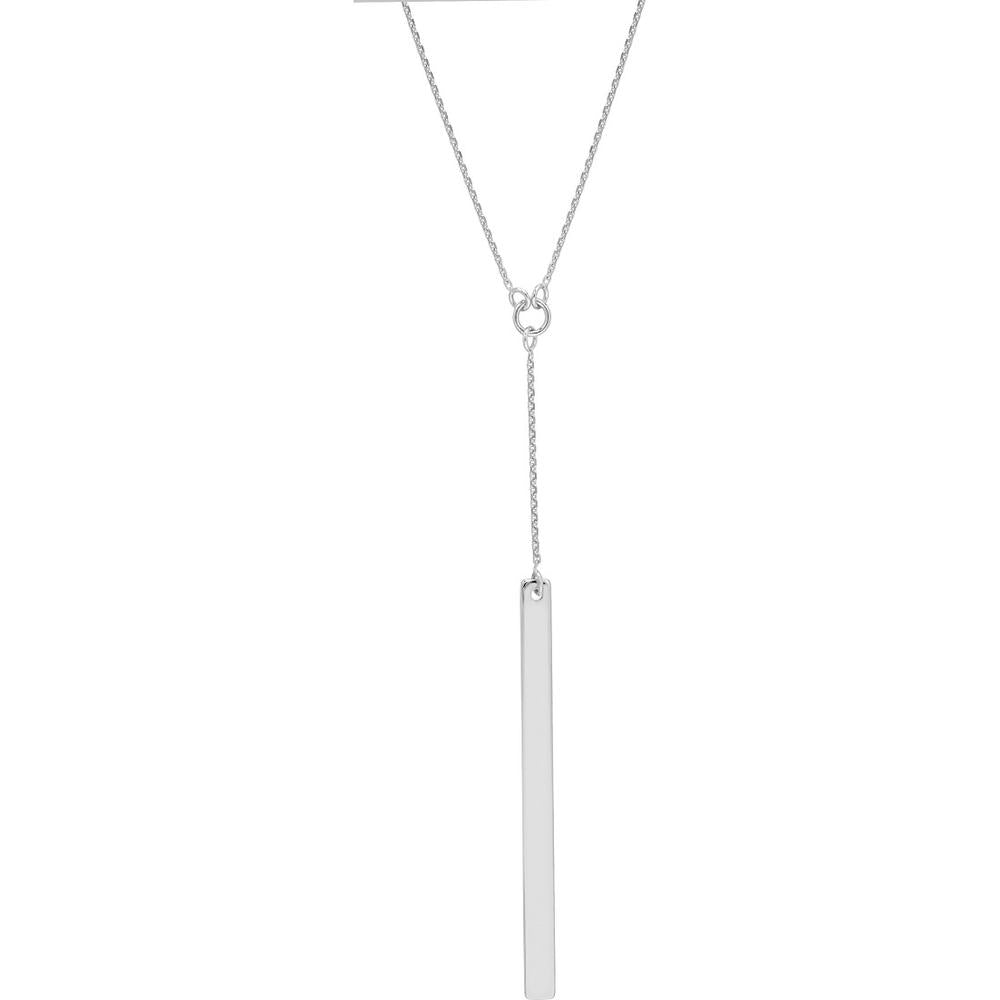 Olas d'Oro - 14K White Gold Adjustable Lariat Bar Necklace with Custom Engraving Option
