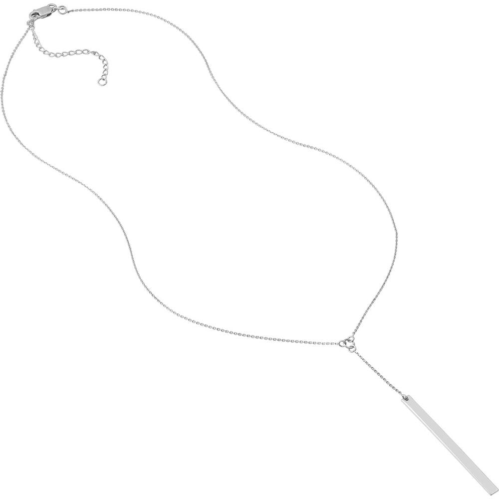 Olas d'Oro - 14K White Gold Adjustable Lariat Bar Necklace with Custom Engraving Option
