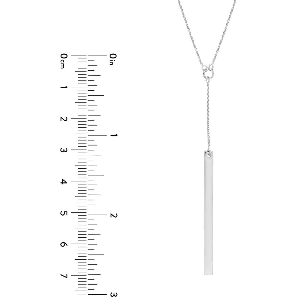 Olas d'Oro - 14K White Gold Adjustable Lariat Bar Necklace with Custom Engraving Option
