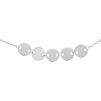 Olas d'Oro - 14K White Gold Adjustable Mini Disc Quintet Choker Necklace with Sliding Bead Clasp