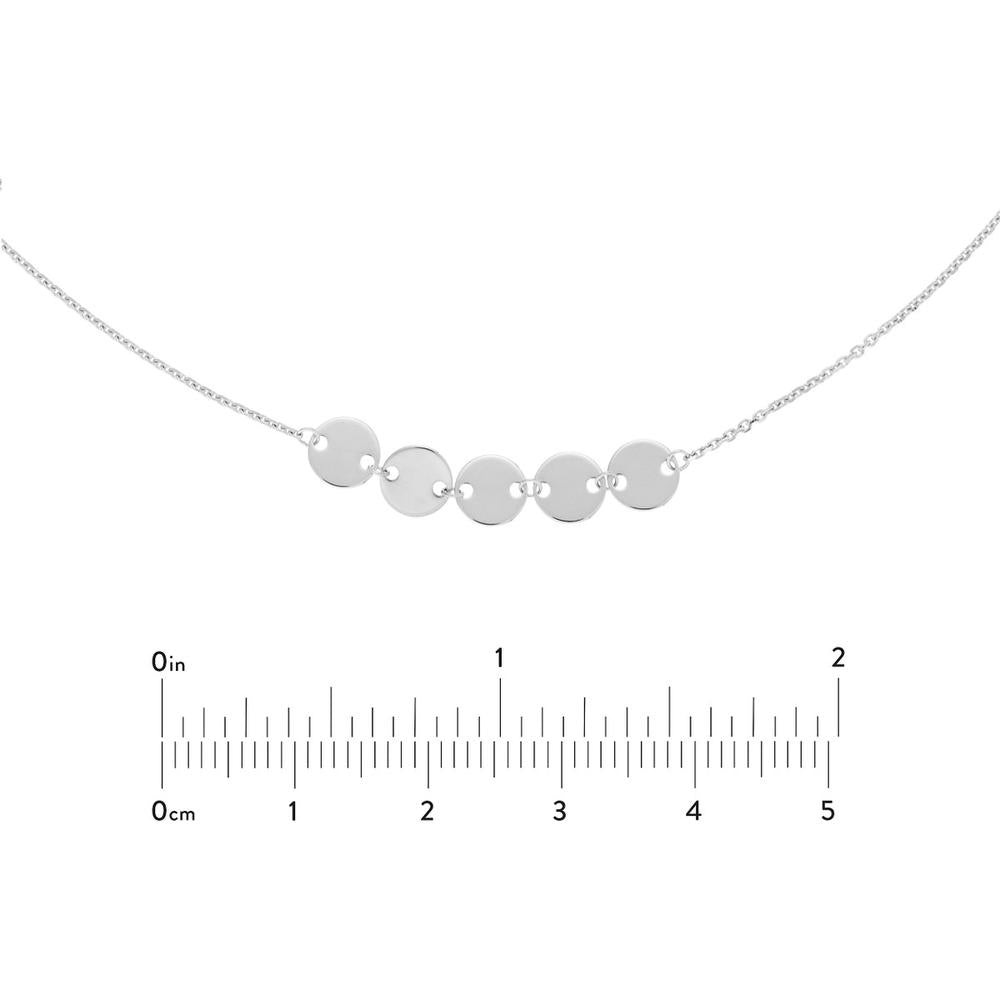 Olas d'Oro - 14K White Gold Adjustable Mini Disc Quintet Choker Necklace with Sliding Bead Clasp
