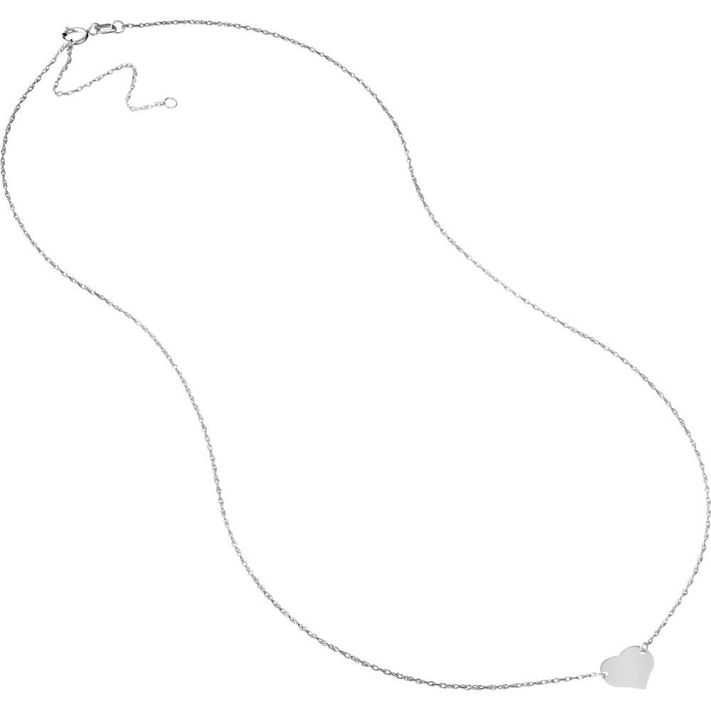 Olas d'Oro - 14K White Gold Adjustable Mini Heart Necklace for Women
