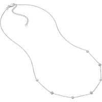 Olas d'Oro - 14K White Gold Adjustable Necklace with Bezel Set Diamond Stations - 0.15 Carat Total Diamond Weight
