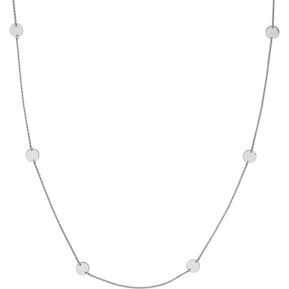 Olas d'Oro - 14K White Gold Adjustable Necklace with Disc Stations - 6x6mm