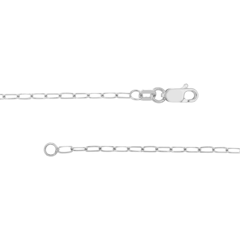Olas d'Oro - 14K White Gold Adjustable Paper Clip Chain Necklace with Block Initial - 16-18 Inch Length