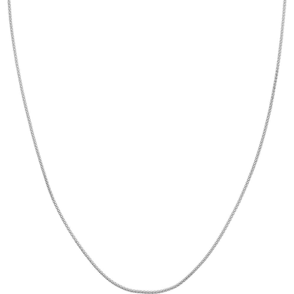 Olas d'Oro - 14K White Gold Adjustable Popcorn Chain Necklace with Slider Bead - 22" Length