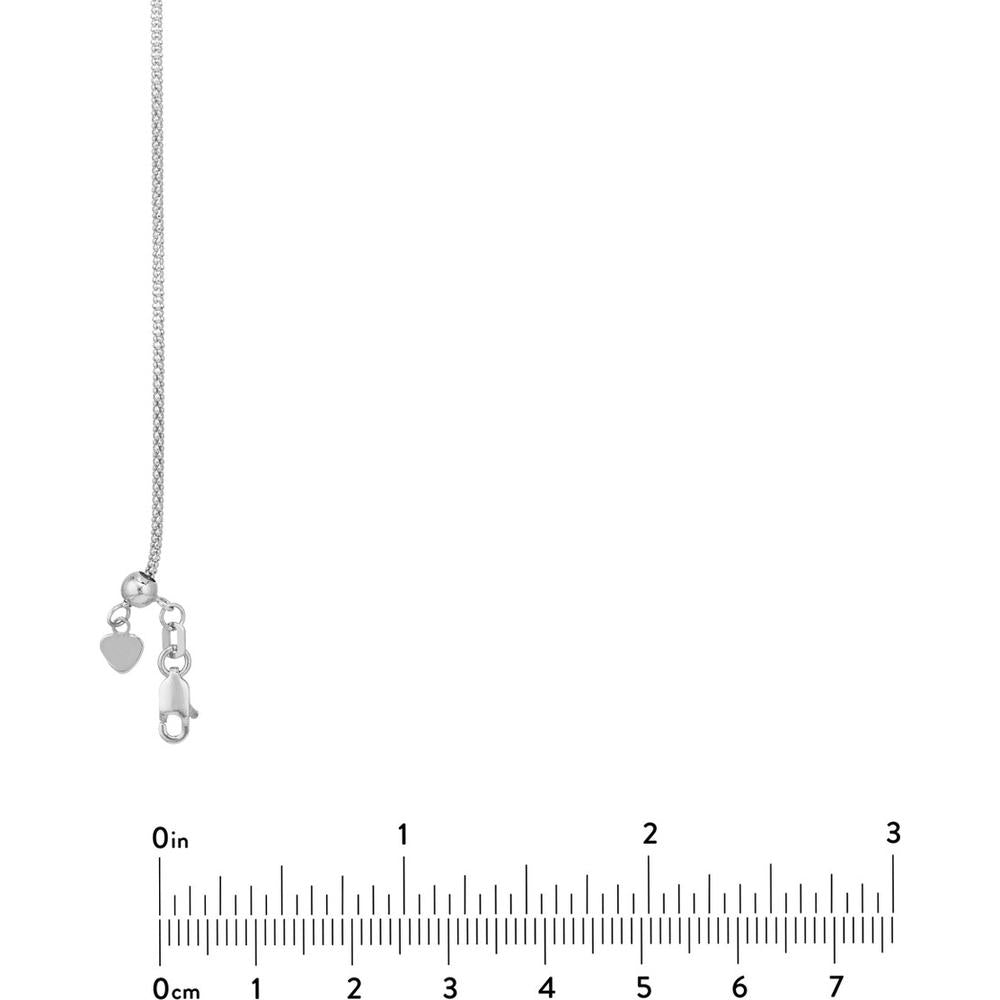 Olas d'Oro - 14K White Gold Adjustable Popcorn Chain Necklace with Slider Bead - 22" Length