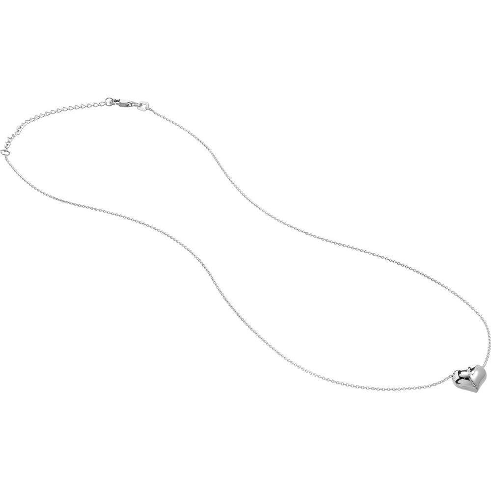 Olas d'Oro - 14K White Gold Adjustable Puffy Heart Necklace - 2.03 Grams