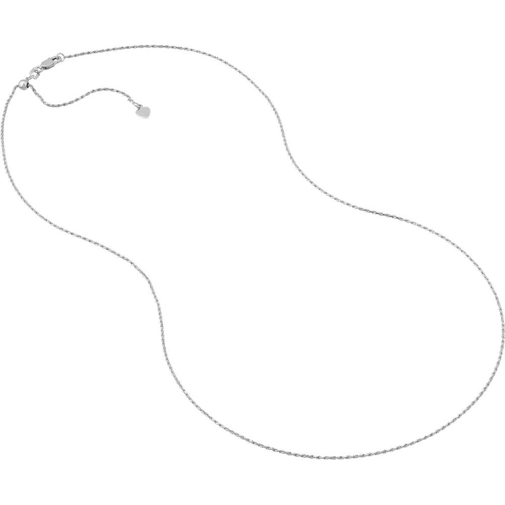 Olas d'Oro - 14K White Gold Adjustable Rope Chain Necklace with Slider 22" Length