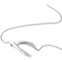 Olas d'Oro - 14K White Gold Adjustable Sideways Wishbone Bracelet Rhodium & Yellow Gold Plated