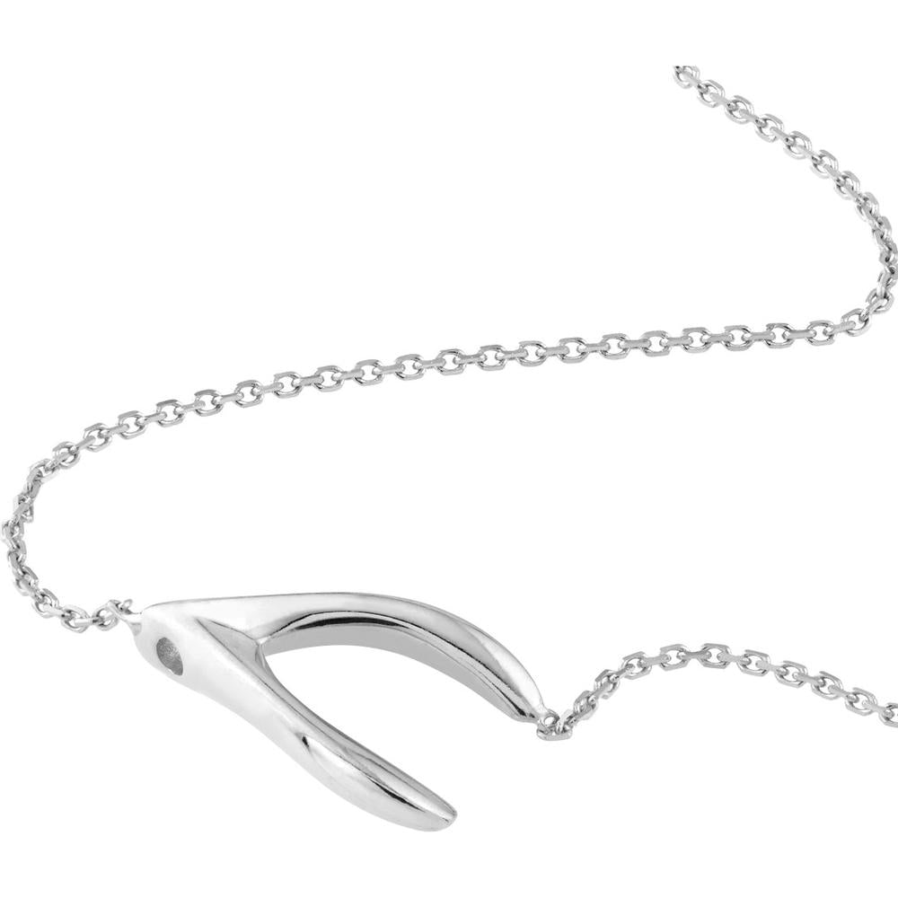 Olas d'Oro - 14K White Gold Adjustable Sideways Wishbone Bracelet Rhodium & Yellow Gold Plated