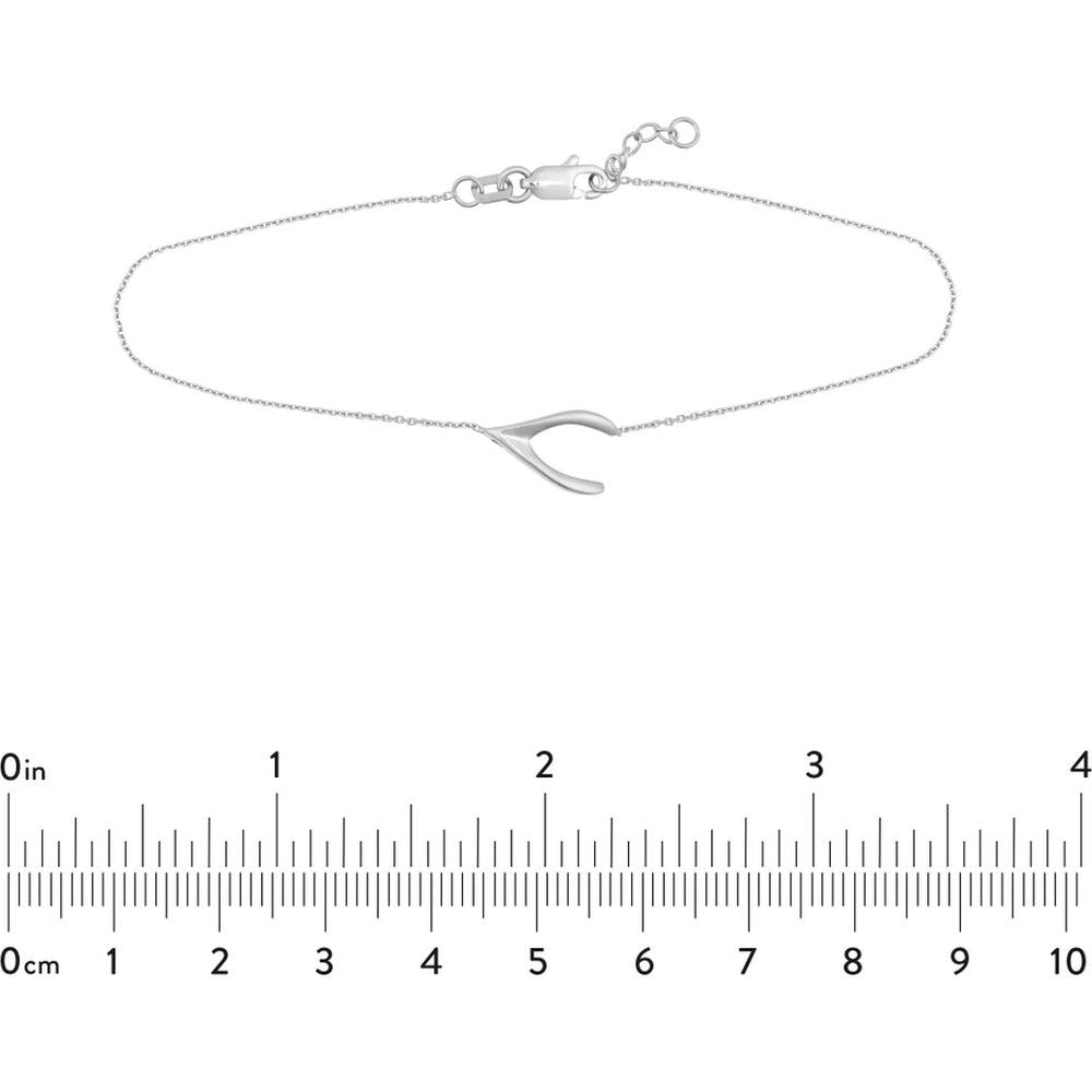 Olas d'Oro - 14K White Gold Adjustable Sideways Wishbone Bracelet Rhodium & Yellow Gold Plated
