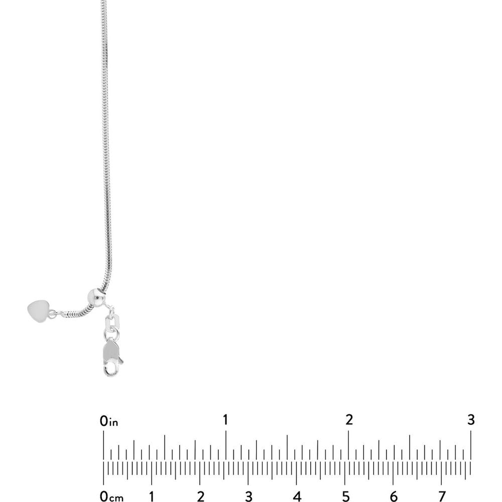 Olas d'Oro - 14K White Gold Adjustable Snake Chain Necklace with Slider - 22" Length, 5.06 grams