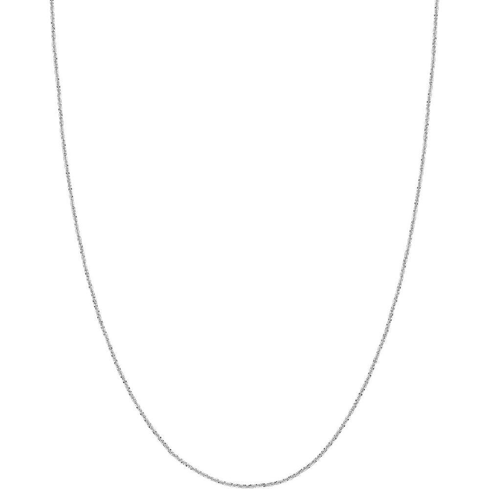 Olas d'Oro - 14K White Gold Adjustable Sparkle Chain Necklace - 22" Length, 2.94 Grams Average Weight