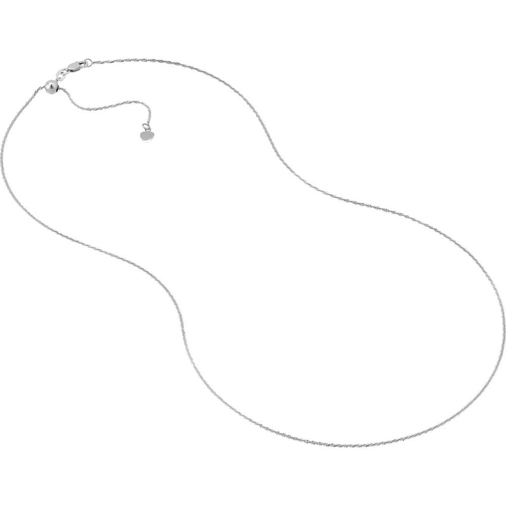 Olas d'Oro - 14K White Gold Adjustable Sparkle Chain Necklace - 22" Length, 2.94 Grams Average Weight