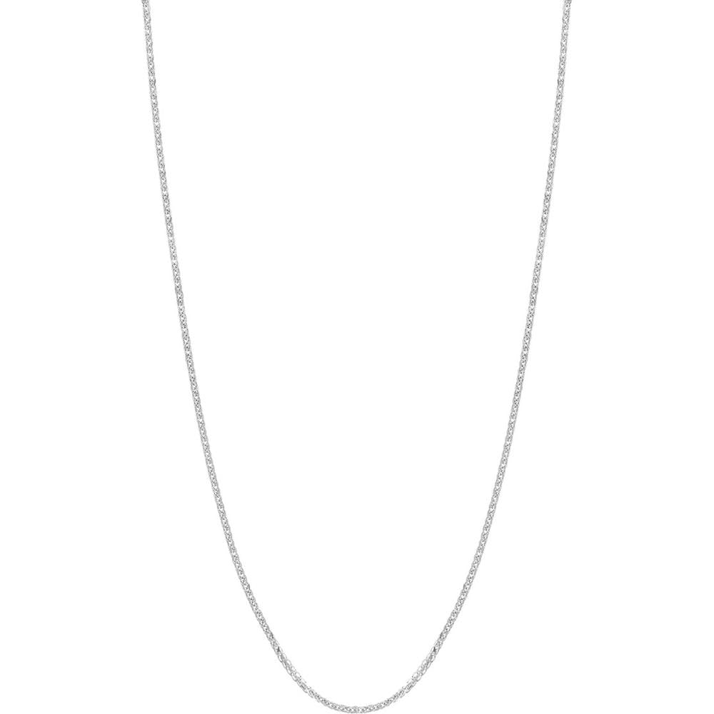 Olas d'Oro - 14K White Gold Adjustable Square Wheat Chain Necklace - 18 Inches