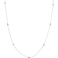 Olas d'Oro - 14K White Gold Adjustable Station Necklace with Moon Cut Beads - 2.15g