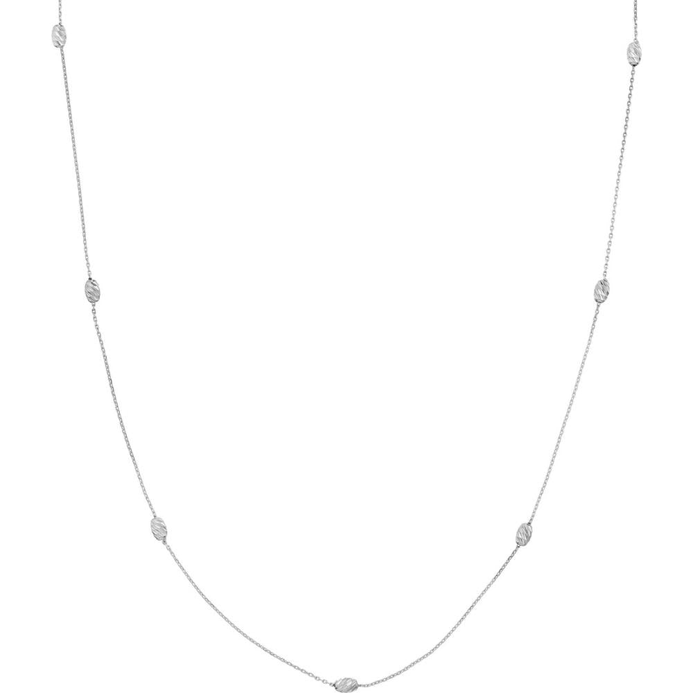 Olas d'Oro - 14K White Gold Adjustable Station Necklace with Moon Cut Beads - 2.15g