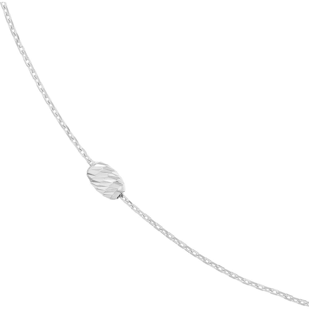 Olas d'Oro - 14K White Gold Adjustable Station Necklace with Moon Cut Beads - 2.15g
