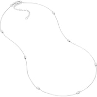 Olas d'Oro - 14K White Gold Adjustable Station Necklace with Moon Cut Beads - 2.15g
