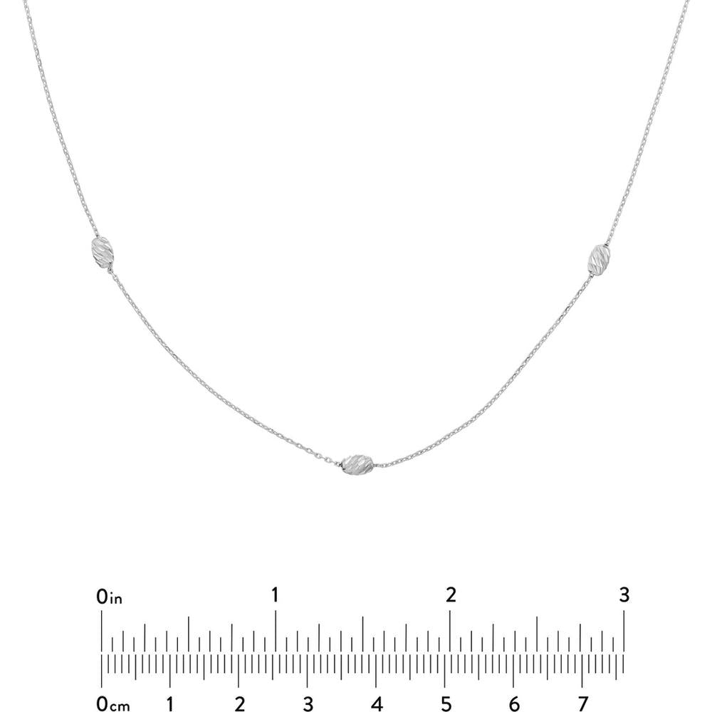 Olas d'Oro - 14K White Gold Adjustable Station Necklace with Moon Cut Beads - 2.15g
