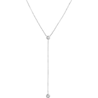 Olas d'Oro - 14K White Gold Adjustable Y-Necklace with 2 Round Diamonds - 0.06 Carat Total Diamond Weight