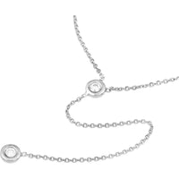 Olas d'Oro - 14K White Gold Adjustable Y-Necklace with 2 Round Diamonds - 0.06 Carat Total Diamond Weight