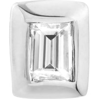 Olas d'Oro - 14K White Gold Baguette Diamond Bezel Stud Earrings - 0.18 Carat Total Diamond Weight