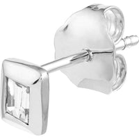 Olas d'Oro - 14K White Gold Baguette Diamond Bezel Stud Earrings - 0.18 Carat Total Diamond Weight