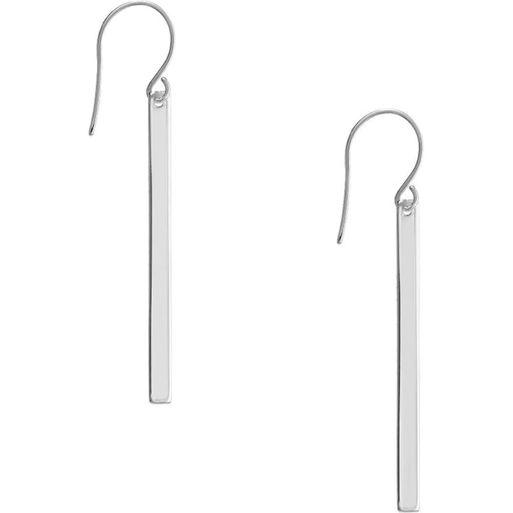 Olas d'Oro - 14K White Gold Bar Dangle Earrings with Fish Hook Closure 2.75 Grams Weight