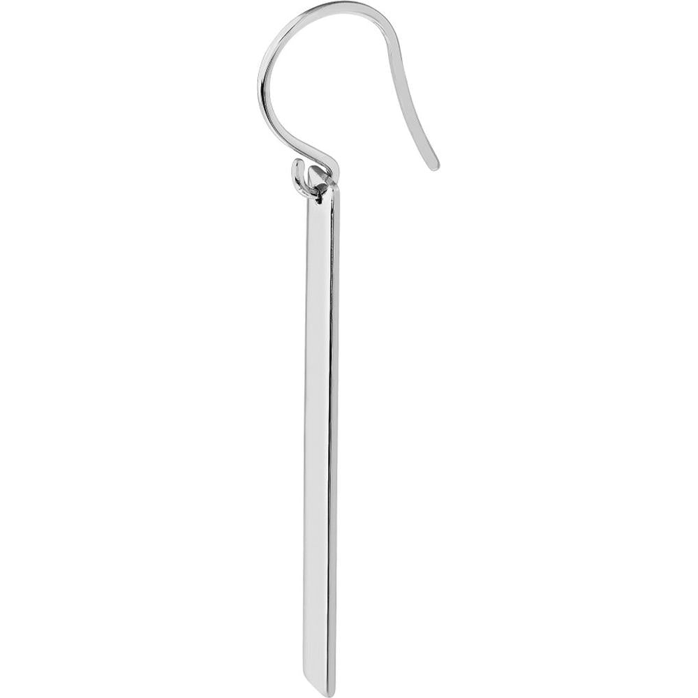 Olas d'Oro - 14K White Gold Bar Dangle Earrings with Fish Hook Closure 2.75 Grams Weight
