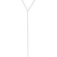 Olas d'Oro - 14K White Gold Bead and Bar Adjustable Lariat Necklace Modern Minimalist Design