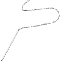 Olas d'Oro - 14K White Gold Bead and Bar Adjustable Lariat Necklace Modern Minimalist Design