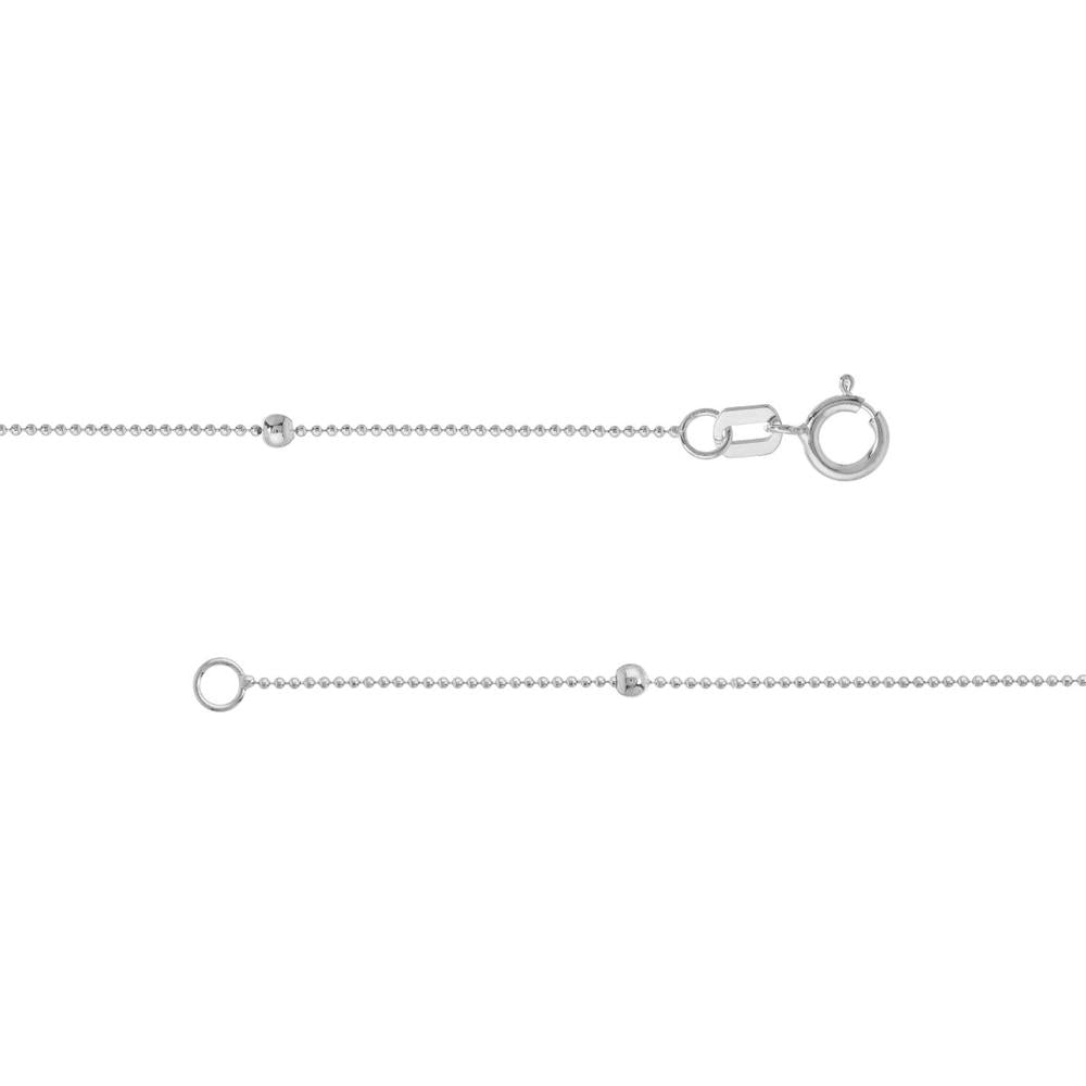 Olas d'Oro - 14K White Gold Bead and Marquise Stations Necklace - 1.50 Grams Total Weight