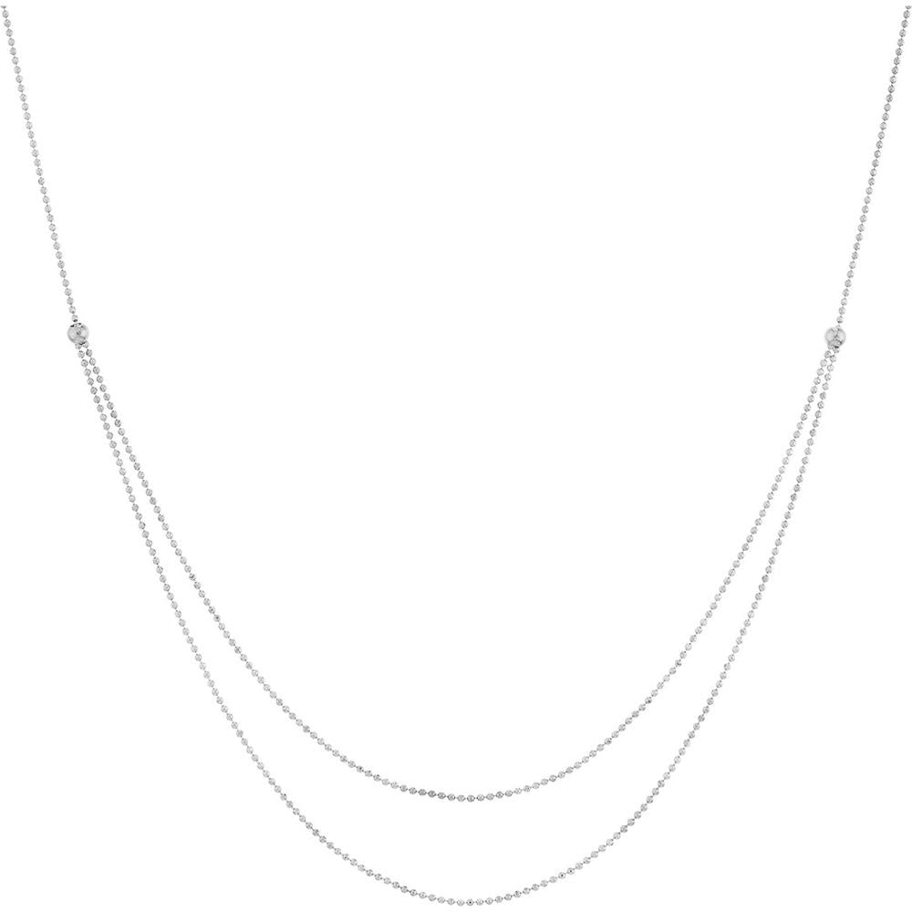 Olas d'Oro - 14K White Gold Bead Chain Necklace - Customizable Design with Lobster Clasp